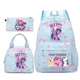 3Pcs/Set My Little Pony Kid Backpack With Lunch Girl School Bag Children Schoolbag For Teenage Girls Women Rainbow Backpack