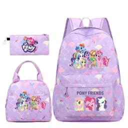3Pcs/Set My Little Pony Kid Backpack With Lunch Girl School Bag Children Schoolbag For Teenage Girls Women Rainbow Backpack