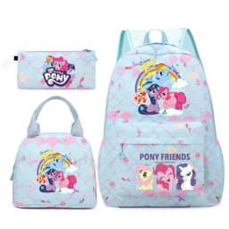 3Pcs/Set My Little Pony Kid Backpack With Lunch Girl School Bag Children Schoolbag For Teenage Girls Women Rainbow Backpack