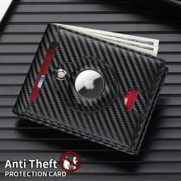 GERUOLA Men'S Ultra-Thin Wallet with Apple Airtag Holder - RFID Blocking, Carbon Fiber Texture, Minimalist Design, Multiple Card