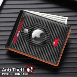 GERUOLA Men'S Ultra-Thin Wallet with Apple Airtag Holder - RFID Blocking, Carbon Fiber Texture, Minimalist Design, Multiple Card
