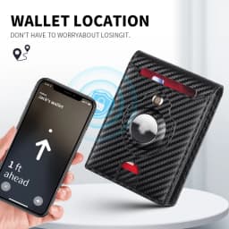 GERUOLA Men'S Ultra-Thin Wallet with Apple Airtag Holder - RFID Blocking, Carbon Fiber Texture, Minimalist Design, Multiple Card