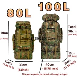 80L/100L Mountaineering Bag Climb Bag Tactical Backpacks Large Backpack Outdoors Hiking Camping Travel Bags