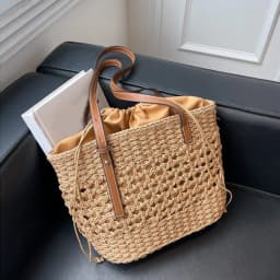 Designer Casual Rattan Wicker Tote Bag Large Capacity Woven Women's Summer Beach Straw Handbag Lady Travel Big Basket