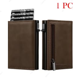 Rfid Wallet Credit Card Holder Luxury Business ID Holder Card Slim Pop Up Metal Minimalist Wallet Smart Money Bags with Zipper