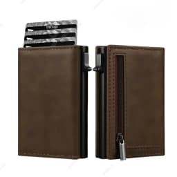 Rfid Wallet Credit Card Holder Luxury Business ID Holder Card Slim Pop Up Metal Minimalist Wallet Smart Money Bags with Zipper