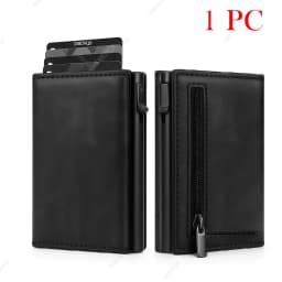 Rfid Wallet Credit Card Holder Luxury Business ID Holder Card Slim Pop Up Metal Minimalist Wallet Smart Money Bags with Zipper