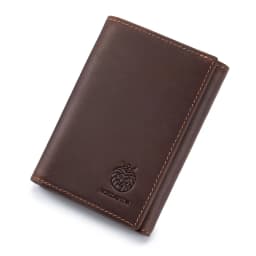 RFID Blocking Genuine Leather Wallet for Men Vintage Thin Trifold Credit Card Holder With ID Window Bill Compartment
