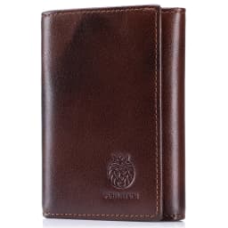 RFID Blocking Genuine Leather Wallet for Men Vintage Thin Trifold Credit Card Holder With ID Window Bill Compartment