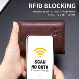 RFID Blocking Genuine Leather Wallet for Men Vintage Thin Trifold Credit Card Holder With ID Window Bill Compartment