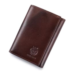 RFID Blocking Genuine Leather Wallet for Men Vintage Thin Trifold Credit Card Holder With ID Window Bill Compartment