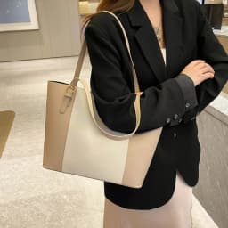 Minimalist Tote Bag with Detachable Inner Pouch Gold Hardware Large Capacity Shoulder Purse for Women Commuter Work Handbag