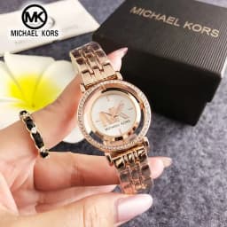Michael Kors Women's Diamond Studded Watch Bag, Hollowed out Rotating MK Classic Watch Wallet, Exquisite Gift for Girlfriend