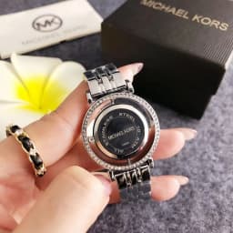 Michael Kors Women's Diamond Studded Watch Bag, Hollowed out Rotating MK Classic Watch Wallet, Exquisite Gift for Girlfriend