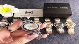 Michael Kors Women's Diamond Studded Watch Bag, Hollowed out Rotating MK Classic Watch Wallet, Exquisite Gift for Girlfriend