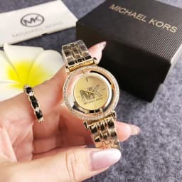 Michael Kors Women's Diamond Studded Watch Bag, Hollowed out Rotating MK Classic Watch Wallet, Exquisite Gift for Girlfriend