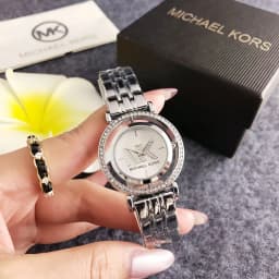 Michael Kors Women's Diamond Studded Watch Bag, Hollowed out Rotating MK Classic Watch Wallet, Exquisite Gift for Girlfriend