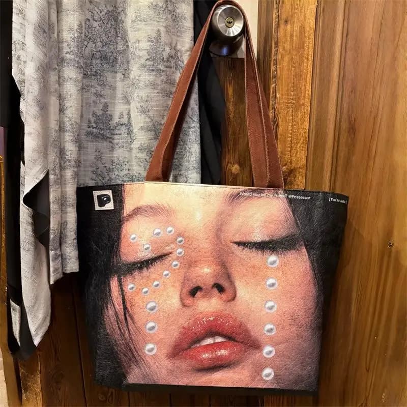 Fashion Designer Tote Bag New Large-capacity Shoulder Bag Creative Y2k Printed Versatile Casual Bag High-quality Simple Handbag