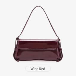 Fashion Ladies Shiny Crossbody Bag Stylish Elegant Shoulder Bag Wine Red Small Underarm Bag Versatile Solid Color Clutch Bag