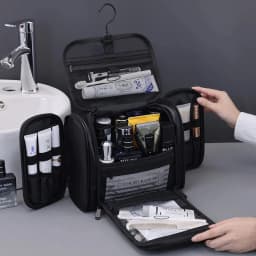 Waterproof Makeup Bag With Hanging Hook and Multiple Pockets Cosmetic Bags for Travel Essentials Toiletry Bag for Women Men