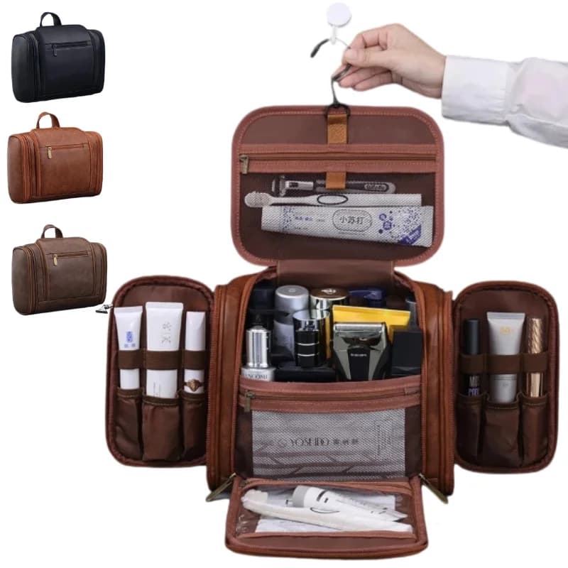 Waterproof Makeup Bag With Hanging Hook and Multiple Pockets Cosmetic Bags for Travel Essentials Toiletry Bag for Women Men