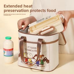 Snoopy Bento Lunch Bag, Insulated Tote with Thickened Foil, Perfect for Office Workers Bringing Lunch, Students, or Camping