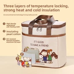 Snoopy Bento Lunch Bag, Insulated Tote with Thickened Foil, Perfect for Office Workers Bringing Lunch, Students, or Camping