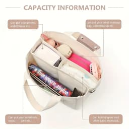 Large Capacity Multi-Pocket Shoulder Bag with Compartments, Multifunctional Tote Bag Design, Sturdy Handle, Beige