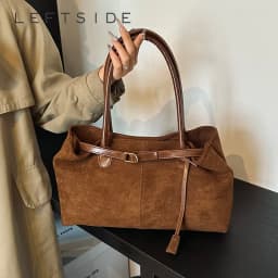 LEFTSIDE Large NUBUCK Underarm Bags Lady Shoulder Bag for Women 2024 Winter New Trend Fashion Trend Y2K Tote Bag Handbags