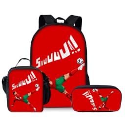 Football Print Three Piece Backpacks Set for Boy and Girls Best Gifts 2D Flat Cartoon School Bag for Children