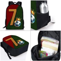 Football Print Three Piece Backpacks Set for Boy and Girls Best Gifts 2D Flat Cartoon School Bag for Children