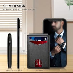 Men Carbon Fiber RFID Blocking Pop Up Wallet, Slim Minimalist Credit Card Holder Multi Slots Portable Business Card Purse