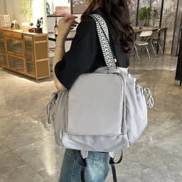 Waterproof Wear-resistant Tote Backpack, Cinch Side Pockets Partition Storage Outdoor Bag