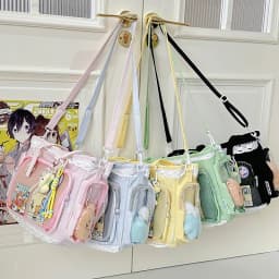 College Style Girl Crossbody Bags Transparent Pocket Solid Color Itabag Large Capacity Shoulder Lace Cotton Dolls Daily Outfit