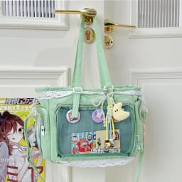 College Style Girl Crossbody Bags Transparent Pocket Solid Color Itabag Large Capacity Shoulder Lace Cotton Dolls Daily Outfit