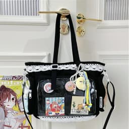 College Style Girl Crossbody Bags Transparent Pocket Solid Color Itabag Large Capacity Shoulder Lace Cotton Dolls Daily Outfit