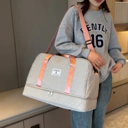 Casual Nylon Travel Luggage Bag, Large Capacity Sports and Fitness Storage, Multi Pocket Portable Weekender Overnight Bag