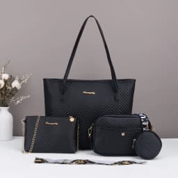 Wave pattern daily commuting large capacity tote bag handbag four piece set fashion trend personality change camera bag