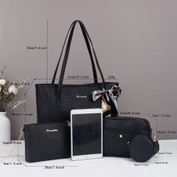 Wave pattern daily commuting large capacity tote bag handbag four piece set fashion trend personality change camera bag