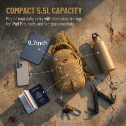 THURAM Chest Pack Travel Crossbody Bag Tactical Messenger Bag for Men Nylon Military Sling Backpack MOLLE System