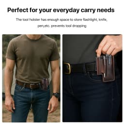 Hiram Tactical Multi Tool Belt Leather Bag Portable Tool Storage Bag Holster Outdoor Camping Hunting Waist Pocket
