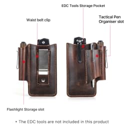 Hiram Tactical Multi Tool Belt Leather Bag Portable Tool Storage Bag Holster Outdoor Camping Hunting Waist Pocket
