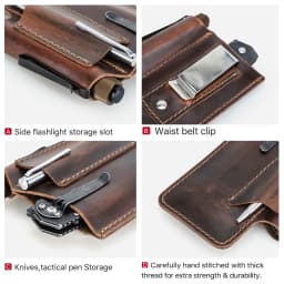 Hiram Tactical Multi Tool Belt Leather Bag Portable Tool Storage Bag Holster Outdoor Camping Hunting Waist Pocket