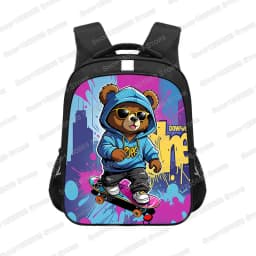 14/16inch Kawaii Graffiti Bear Print Backpack for 3-18 Years Old Hip Hop Children Kids School Bags Teenager Travel Daypack Gift