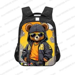 14/16inch Kawaii Graffiti Bear Print Backpack for 3-18 Years Old Hip Hop Children Kids School Bags Teenager Travel Daypack Gift