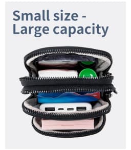 Lightweight Crossbody Messenger Bag, Women's Cow Leather Small Shoulder Purse, Multi Compartment Pocket, Vertical Phone Bag