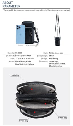 Lightweight Crossbody Messenger Bag, Women's Cow Leather Small Shoulder Purse, Multi Compartment Pocket, Vertical Phone Bag