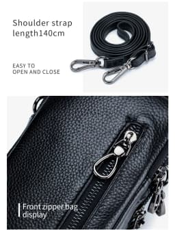 Lightweight Crossbody Messenger Bag, Women's Cow Leather Small Shoulder Purse, Multi Compartment Pocket, Vertical Phone Bag