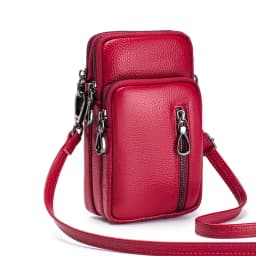 Lightweight Crossbody Messenger Bag, Women's Cow Leather Small Shoulder Purse, Multi Compartment Pocket, Vertical Phone Bag