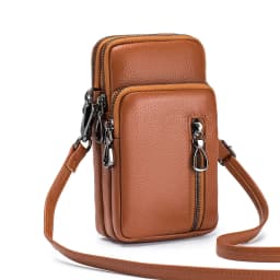 Lightweight Crossbody Messenger Bag, Women's Cow Leather Small Shoulder Purse, Multi Compartment Pocket, Vertical Phone Bag